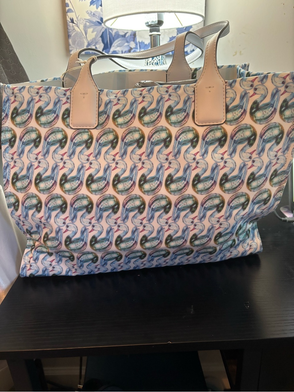 Tory Burch Ella Printed Small Nylon Tote – Swan Pattern (Brand New With Tags) - Picture 4 of 13